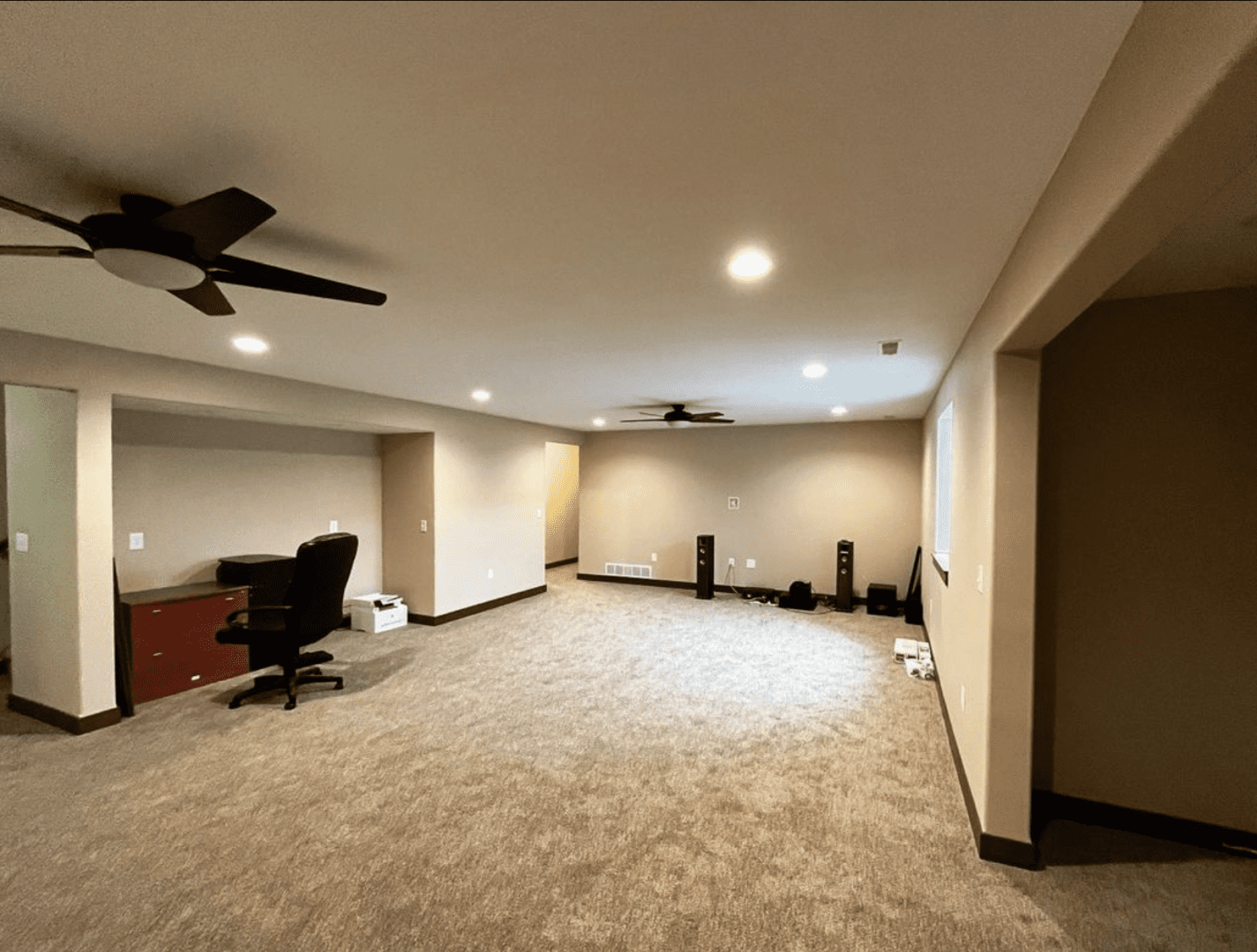 Finished basement with office